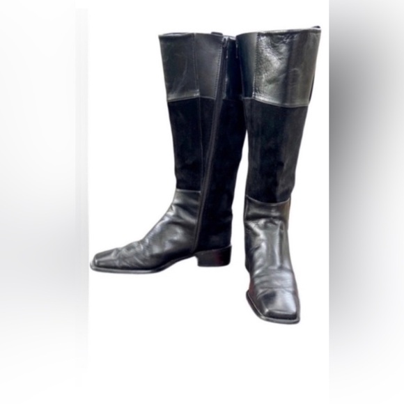 Stuart Weitzman Black Leather & Suede Riding Boots Size 6 - Picture 2 of 10